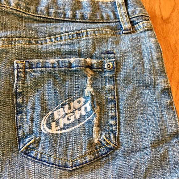 Bud Light Womens Mini Skirt Distressed Denim 5/6 - Picture 2 of 7